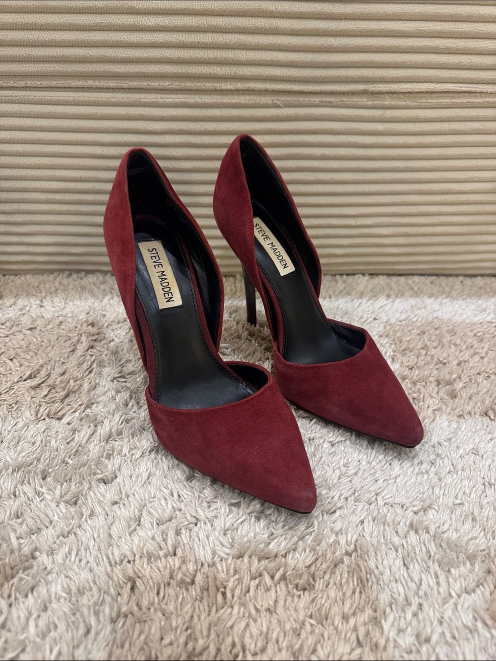 Steve Madden Burgundy Suede Pointed D'Orsay Stiletto Heels